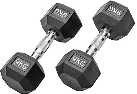 Bad Company I Kurzhanteln gummiert für Aerobic, Gymnastik und Fitness 18 Kg (2x9,0)