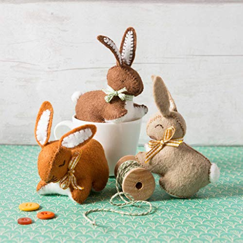 Corinne Lapierre 1 x Felt Bunnies Sewing Craft Kit, 8 x 10 x 1 cm, Brown