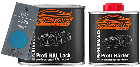 TRISTARcolor RAL 5023 Fernblau matt Lack Dose + Härter 0,75 L | 2K-Set aus Lack + Härter, schnelltrocknend