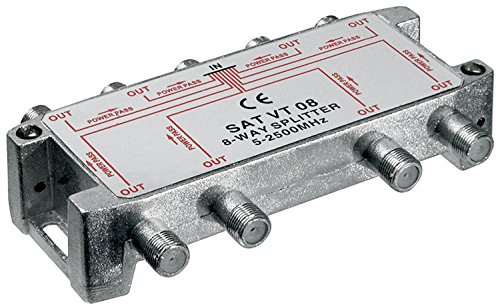 Goobay 67005 SAT Verteiler 8fach SAT Splitter / 8x F Buchse Ausgang / Für Satelliten Anlagen TV Antenne Fernseh / SAT Antennenkabel / 8-fach Antennenverteiler
