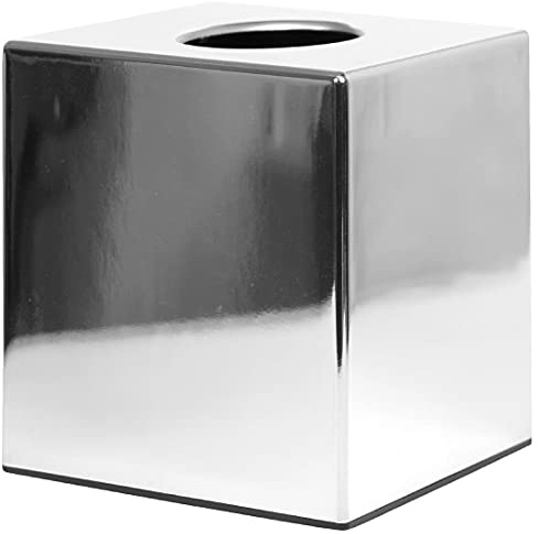 Bolero Chrom-Würfel-Taschentuchhalter, Kunststoffsockel, Größe: 130 (H) x 120 (B) x 120 (T) mm, Badezimmer und Empfangsbereiche, CC493