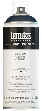 Liquitex 4453599 Professional Acryl Spraydose 400ml – Neutralgrau Nr. 3 – Lichtecht, frostbeständig, mattes Finish, für Innen- & Außenbereich