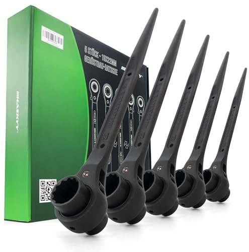 5x Chiave Cricchetto per ponteggi l Cricchetto Reversibile l Levachiodi l Punta l Acciaio al Cromo-Vanadio 19/22