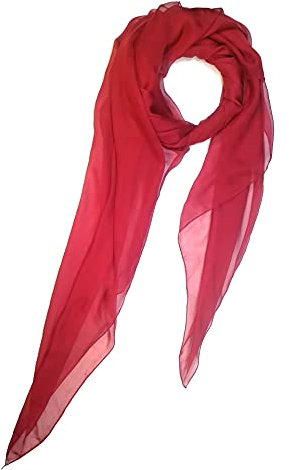 SeaBright Damen Schal Tuch 100% Seide Seidenschal Chiffon Paj dünn leicht transparent 4 Momme SC-S-MX-1410-21 Bordeaux Blut Rot Dunkelrot uni-farbe