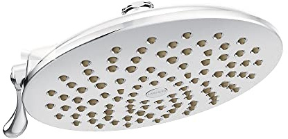 Moen Velocity Chrome Two-Function Rain Shower 8-Inch Showerhead with Immersion Technology for a High-Pressure Rinse, Round Rainfall Shower Head, Pressure Boosting Shower Head, S6320