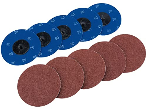 Draper SD3AB Schleifscheiben, Körnung 80, Aluminiumoxid, blau, 75 mm, 10 Stück