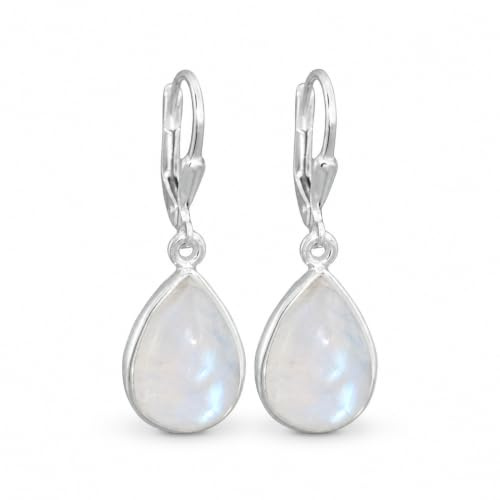 I-be, Regenbogen-Mondstein Edelstein Ohrringe Tropfen 925 Silber, Länge 3,1 cm im Geschenketui, 397914 k KB
