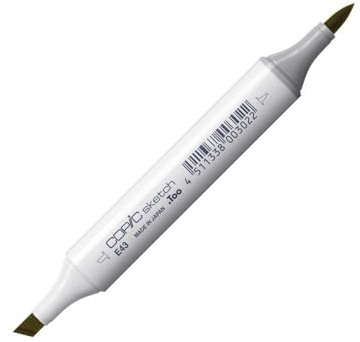 COPIC Sketch Marker Typ E - 43, Dull Ivory, professioneller Pinselmarker, mit einer Super-Brush-Spitze und einer Medium-Broad-Spitze