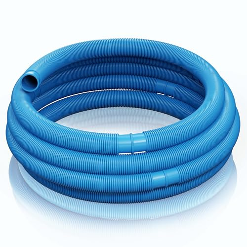 Wiltec Tuyau piscine bleu – 21 m de long, Ø 38 mm – Tuyau solaire flottant à sections préformées – 190 g/m – made in Europe – Boyau d’aspiration solaire