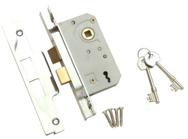ERA 287-62 2.5-inch 64mm 2-Lever Rebated Door Lock with Chrome Effect, grey