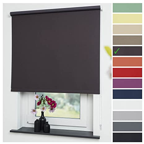 Liedeco® Rollo, Fenster Rollo, Kettenzug-Rollo / 102 x 240 cm (Breite x Höhe), Cappuccino/Verdunkelnd, Abdunkelnd, Blickdicht/viele Farben, Größen/Breiten 60-200 cm/Variable Montage möglich