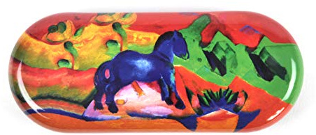 Fridolin 18604 - Brillenetui aus Metall, Marc, Blaues Pferdchen | Stabiles Metall-Brillenetui mit Schutzvlies, berühmtes Kunstmotiv „Blaues Pferdchen“ von Franz Marc
