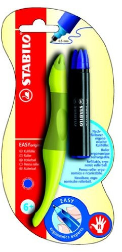 STABILO EASYoriginal 1er Blister rechts limone/grün inkl. 3 Refills - ergonomischer Tintenroller