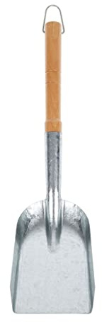 RUECAB - Accessoires pour cheminée, pelle de foyer, pelle à charbon, pelle à cendres avec manche bois - Longueur : 45cm - Matière : Acier galvanisé - Poids: 0,3kg - Dimensions: H45XL11XP3cm