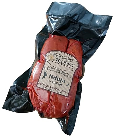 Nduja Sausage 390g – Artisanal, Spicy, Spreadable Made with Certified Italian Pork - 100% Natural | Authentic Calabrian Made in Italy by Delizie Vaticane di Tropea (Vacuum Pack)