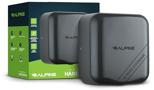 Alpine Commercial Automatic Hand Dryer - High Speed Air Hand Dryer for Home, Restaurant, Bathroom, and High Traffic Areas. 1800 Watts / 110-120 Volts (Grey)