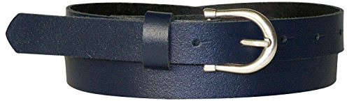 FRONHOFER Damengürtel Leder 2,2 cm, Hufeisenschnalle versilbert | Bundweite 85-125 cm, kleine Bügelschnalle echt versilbert, Schlitzlöcher, Leder 2-3 mm flach