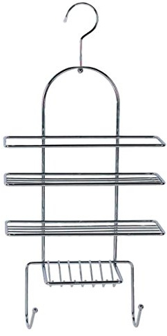 3 Tier Shower Caddy Bath Rack Chrome Plated Steel Hanging Over Hook Basket Shelf Organizers Storage Unit Keep Bathroom Tidy and Clutter Free