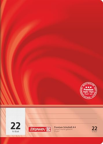 Brunnen 104472202 Premium-Schulheft DIN A4, 16 Blatt, einfaches Heft