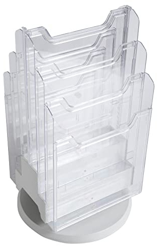 Exacompta 60558D Tisch-Prospekthalter drehbar DIN A4 mit 6 Fächern aus starkem transparentem Acryl ideal zur Präsentation von Katalogen Flyern Zeitschriften