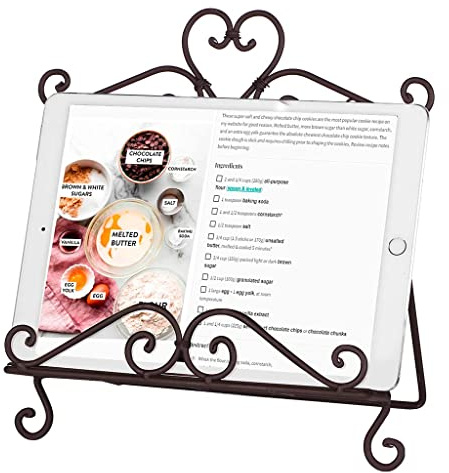 Brown Cookbook Stand Cast Iron Recipe Book Tablet Holder Kitchen Gift