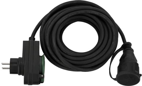 REV POWERSPLIT Verlängerungskabel 25m, sicherer Gartenstrom, IP44 mit Überlastungsschutz, schwarz