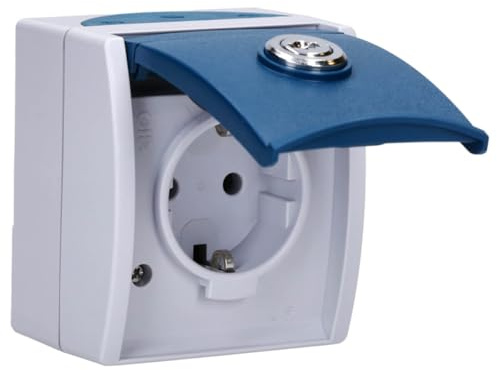 Busch-Jaeger 20 EWSL-53 SCHUKO Steckdose ocean | mit Schloss (Thermoplast) Grau (IP 44) Aufputz 2CKA002083A0822