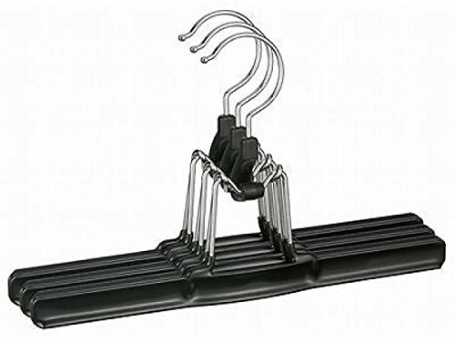10 Stk. DIES&DAS Hosenspanner Metall Schwarz kunststoffummantelt PVC Beschichtung rutschfest 26 cm Hosenbügel Hosenklammer Hosenspannbügel Spannbügel Kleiderbügel Kleiderspanner Klammerbügel Hosenhalter Hosenklemmbügel Gadrobenbügel Holzbügel Hosenstange Rockkerben Drehbarer Harken