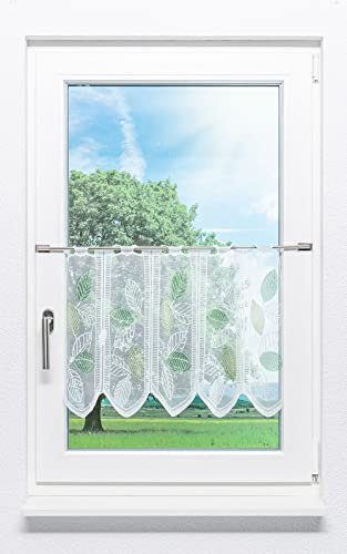LYSEL Scheibengardine Laubblätter (Bx H) 180cm * 45cm Grün/minzgrün