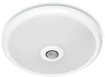 Kwazar Luminaire - Plafonnier LED avec Détecteur de Mouvement et de Crépuscule Lampe Detecteur de Mouvement - pour Couloir, Cage d'Escalier – 12W, 4000K, 850lm, IP20, Boom, Blanc