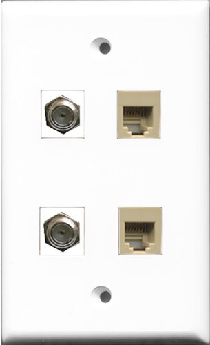 RiteAV - Cavo coassiale TV a 2 porte tipo F per telefono RJ11 RJ12, colore: Beige