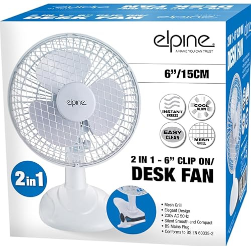 Elpine 2 in 1-6 Clip-On Desk Fan White