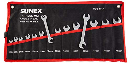 Sunex Tools 9914M Metrischer Winkelschlüsselsatz, vollständig poliert, 6 mm - 19 mm, 14-teilig