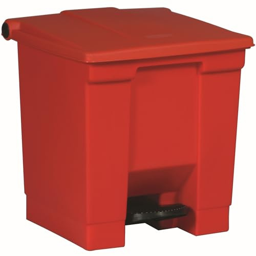 Rubbermaid Commercial Products Poubelle À Pédale Legacy 30L Rouge – Conteneur Sanitaire Résistant Aux Chocs Pour Déchets Médicaux, Fermeture Silencieuse – FG614300RED