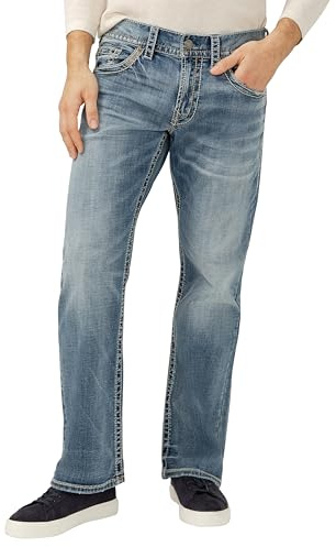 Silver Jeans Co. Men's Zac Relaxed Fit Straight Leg Jeans Light Indigo