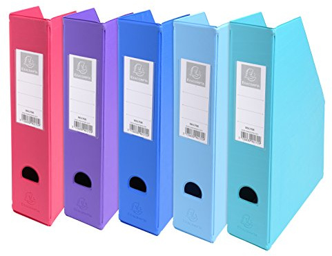 Exacompta - Réf. 90170E - 1 Porte-revues en carton extra rigide recouvert de plastique livré à plat - Dos de 7 cm - Dimensions 23x31 cm pour documents au format A4 - 5 couleurs pastels aléatoires