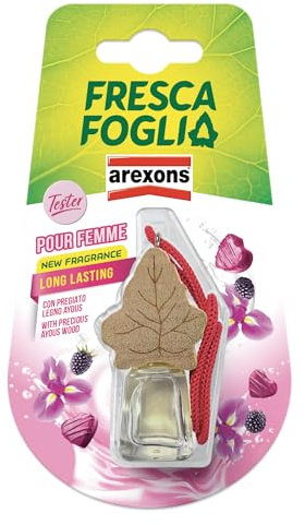 AREXONS 19551 Fresca foglia Boccettino Fragranza Pour Femme 4,5 ml, Profumatore Auto Liquido, Profumatore Ambiente Auto con Tappo in Legno Diffondi Profumo