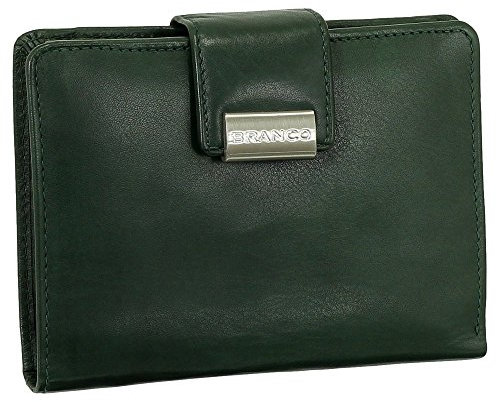 Ledershop24 Leder Damen Geldbörse Portemonnaie Geldbeutel XXL mit Druckknopf 10 cm Farbe Grün