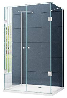 U Form Duschkabine Dusche Benito 100 x 80 x 195cm / 8 mm/ohne Duschtasse