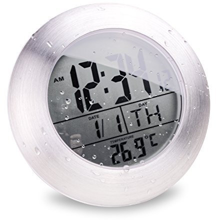 Itian Badezimmer-Uhr mit Saugnapf, digital, wasserdicht