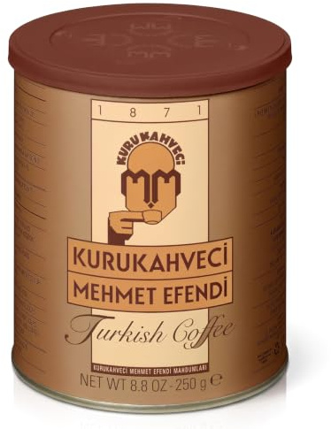 KURUKAHVECI MEHMET EFENDI Turkish Coffee, Arabica Beans, Roasted Ground,Rich Aroma, Fresh, Medium to Heavy-bodied, Original Taste Since 1871 (8.8 OZ / 250 Gr)