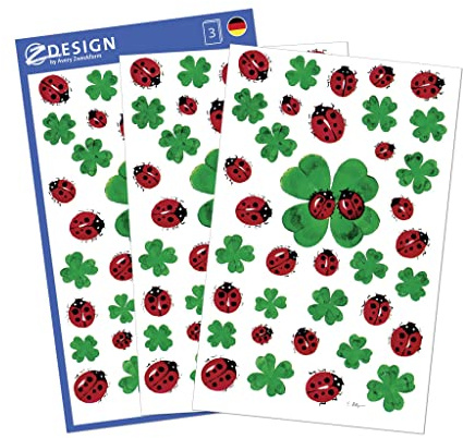 AVERY Zweckform 4362 Papier-Sticker Glücksklee mit Marienkäfern 108 Aufkleber (Dekosticker, selbstklebend, Mitgebsel, Tagebuch, Fotoalbum, Bullet Journal, Dekorieren, Geschenk, Scrapbook, Poesiealbum)