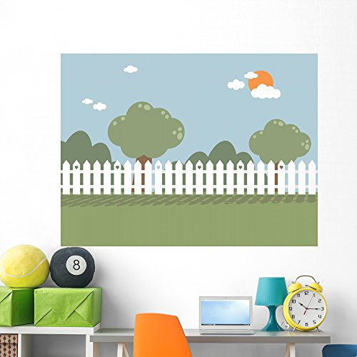 Wallmonkeys Picket Fence Wall Mural Peel and Stick Graphic (60 in W x 45 in H) WM240131