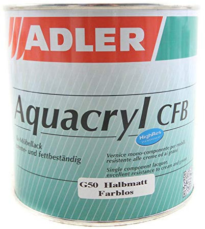 Aqua-Cryl CFB G50 750ml Halbmatt Farblos Wasserbasierter, sehr beständiger, farbloser Holzlack - Klarlack für Holz im Innenbereich