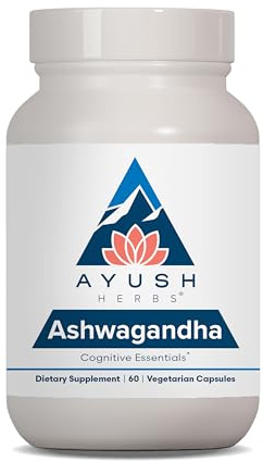 Ayush Herbs Ashwagandha Capsules - Ashwagandha for Men & Women, Ashwagandha Supplements, Pure Ashwagandha Root Powder for Stress, 500mg per Pill - 60 Vegetarian Caplets (1 Count)