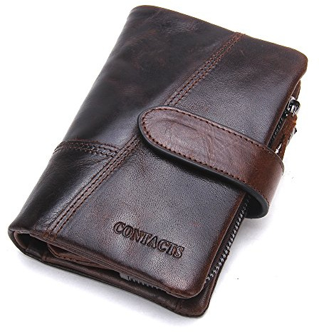 Contacts, portafogli da uomo in vera pelle, con scomparti per carte di credito, Brown1 (Marrone) - 10440746
