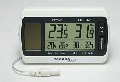 Technoline Thermometer mit Kabelsonde WS 7008 sowie Temperaturanzeige, Luftfeuchteanzeige und Solarbetrieb