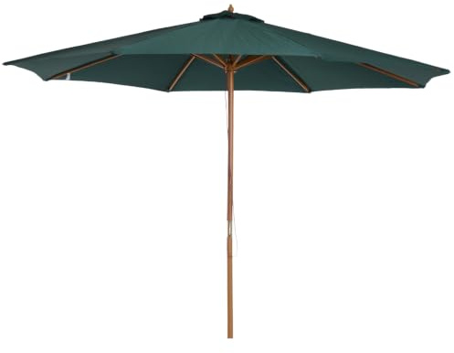 Outsunny Sombrilla Ø300x250 cm Parasol Poste de Madera 8 Varillas Verde
