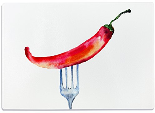 WANDKINGS Glasschneidebrett „Peperoni“ - Motiv wählbar - Glasschneideplatte, Schneidebrett aus Glas, Frühstücksbrettchen