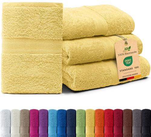 AR Line Arizona 4er Set Duschtücher 70x140 cm – 100% Baumwolle, 500 g/m², weich & saugstark in Farbe: Gelb
